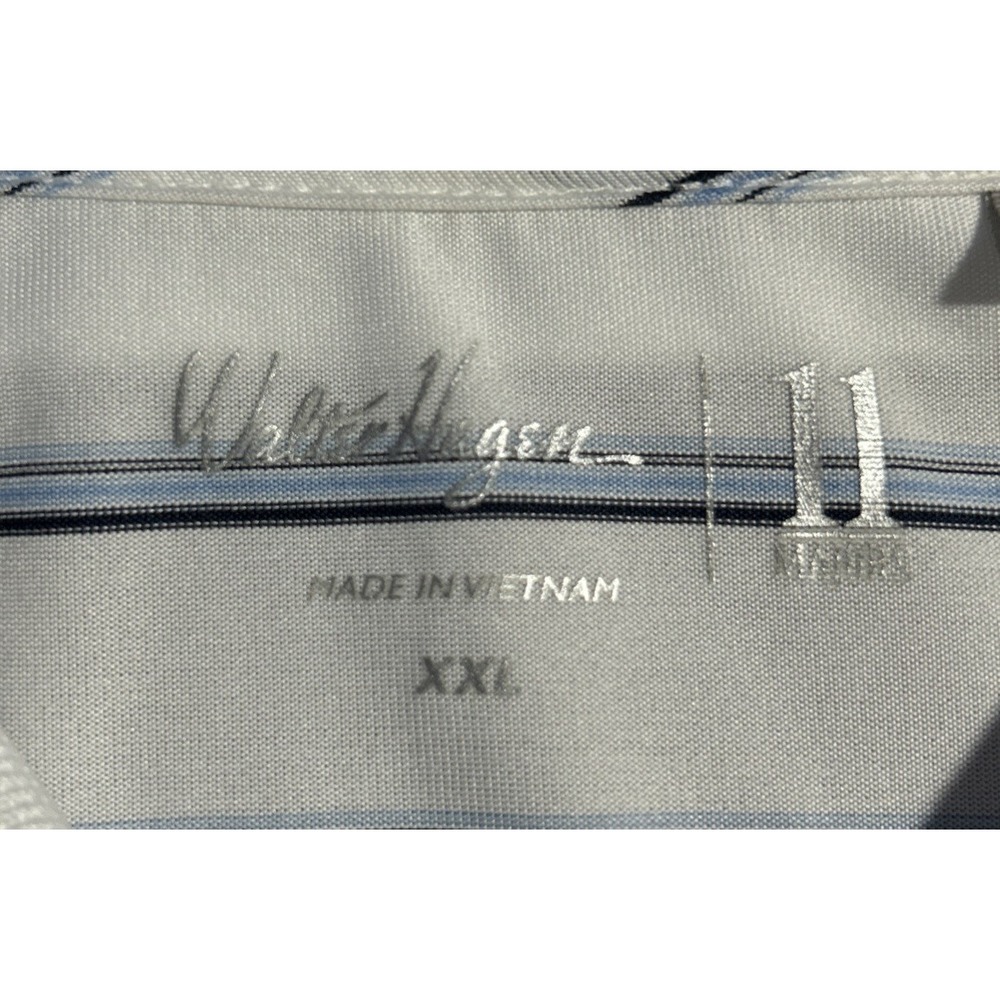Walter Hagen Polo Golf Shirt Men's XXL 11 Majors Short Sleeve White Blue Stripe - Picture 6 of 9